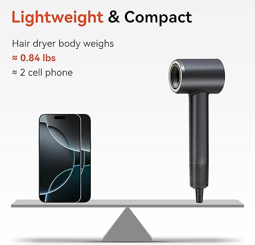 Miniatura 6 de Secador de pelo de alta velocidad, 110,000 rpm, secador de iones negativos a 656.2 ft para cabello sin encrespamiento y brillo definitivo, control