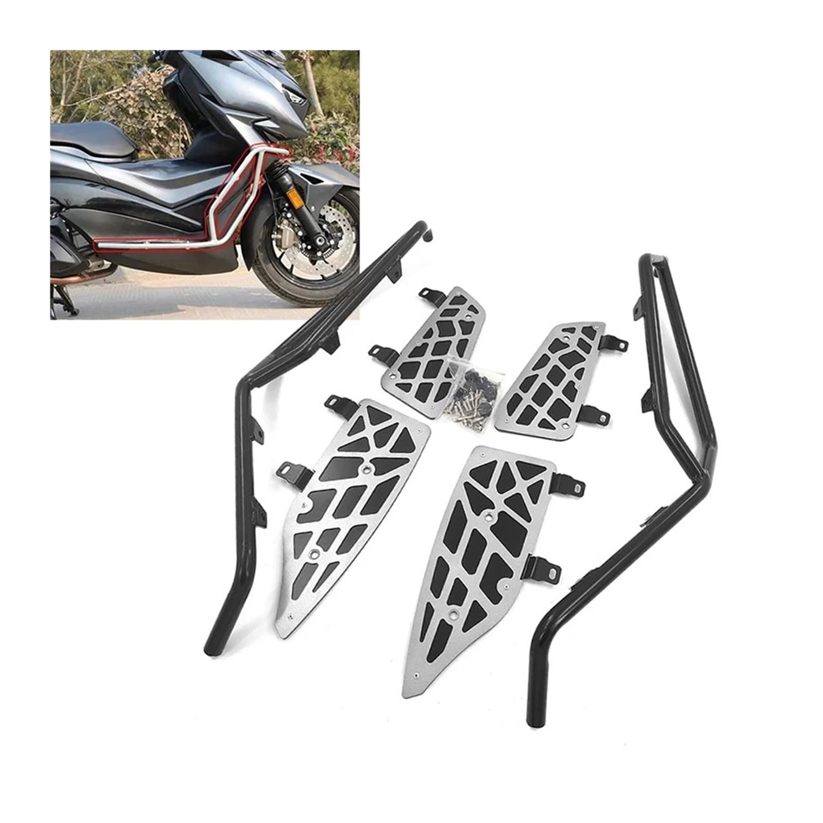 Motorrad Stoßstange Für Zontes 350E 368E Für ZONTES 350 E 368 E Motorradzubehör Motorschutzbügel Autobahnsturzbügel Rahmenschutz Stoßstange Highway Crash Bar(Schwarz)