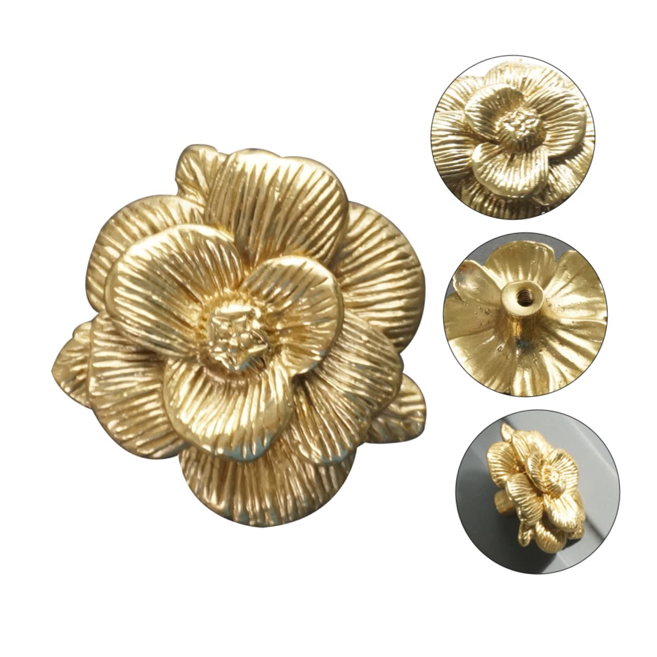Housoutil 3 Maniglie Per Mobili in Rame Piccole Manopole Per Cassetti Maniglie Per Porte Di Mobili Maniglie Decorative A Forma Di Fiore Facili Da Installare Per Cassetti E Guardaroba.