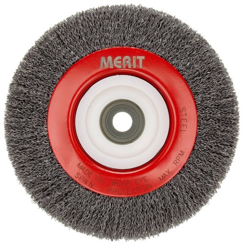 Norton Crimped Narrow Face Wire Wheel Brush, Carbon Bristles, 0.014