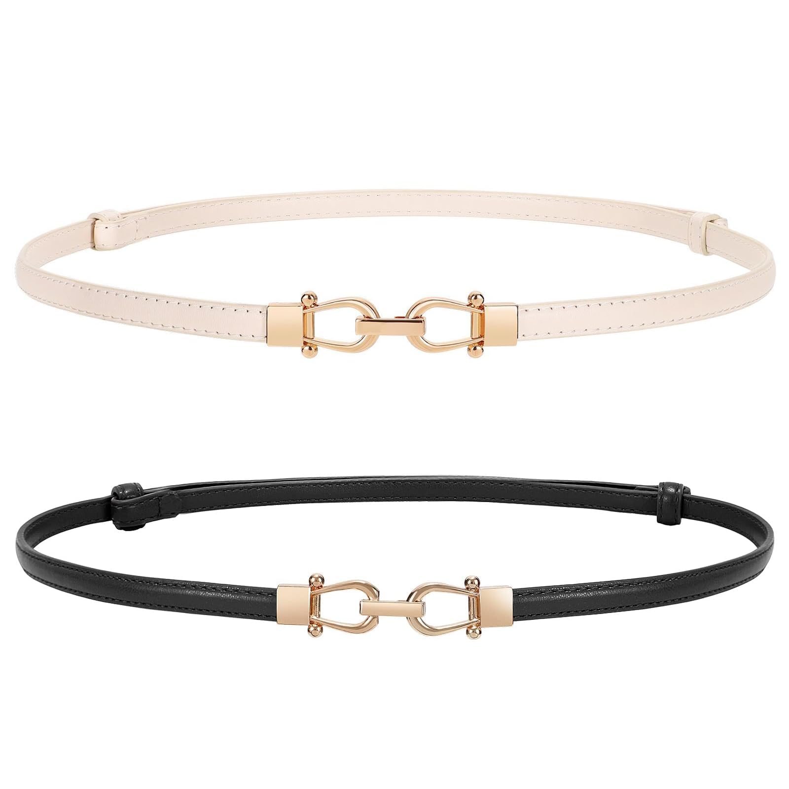 WERFORU Women Classic Leather Belt With Square Gold Silver Buckle For Jeans Pants