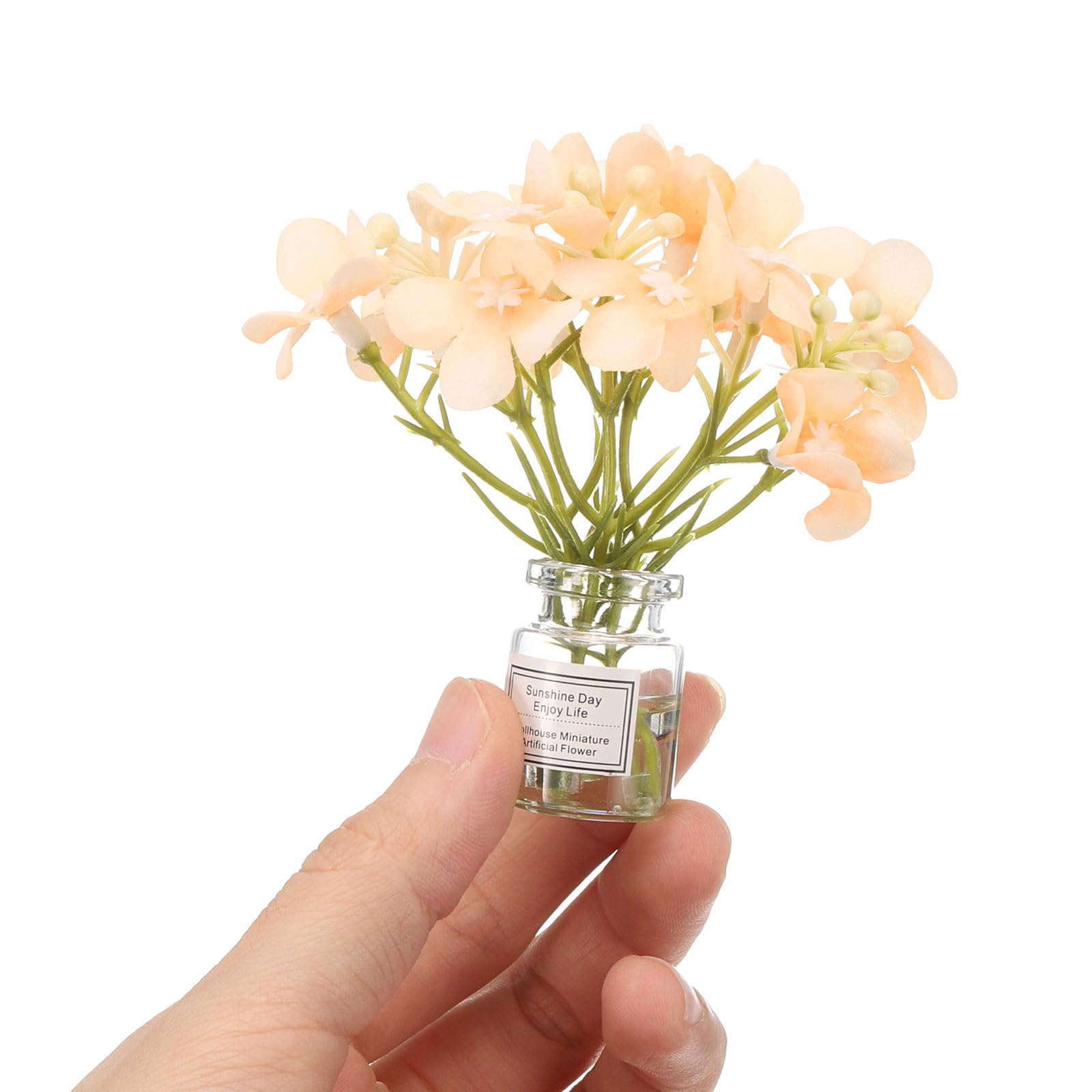 CoCud Mini Flowers Dollhouse in Vase, Silk Plastic Miniature Dollhouse Accessories with Tiny Flower White - Image 3
