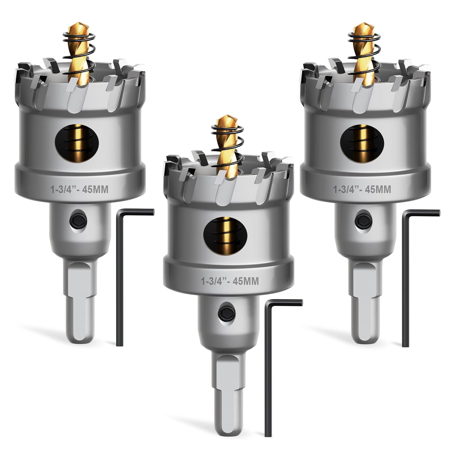 22PCS Carbide Hole Saw Kit for Metal - Heavy Duty TCT Hole Cutter Drill Bits Set with Titanium Pilot & 3 L-Wrench, for Stainless Steel,Iron,Aluminum,Metal