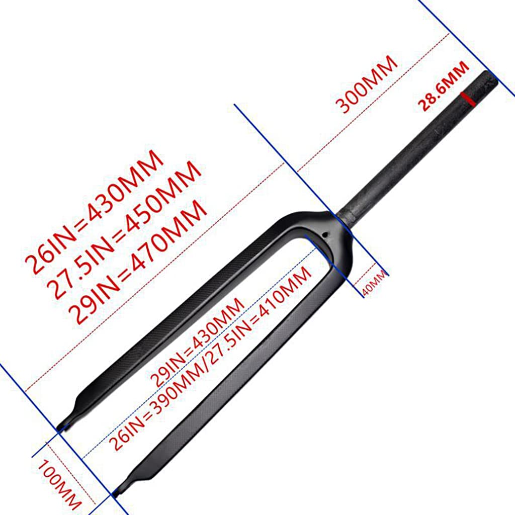 Widelec do roweru MTB 1-1/8" (28,6 mm) Prosty rurowy widelec sztywny z włókna węglowego 3K do rowerów górskich Widelec do roweru 26/27,5/29"