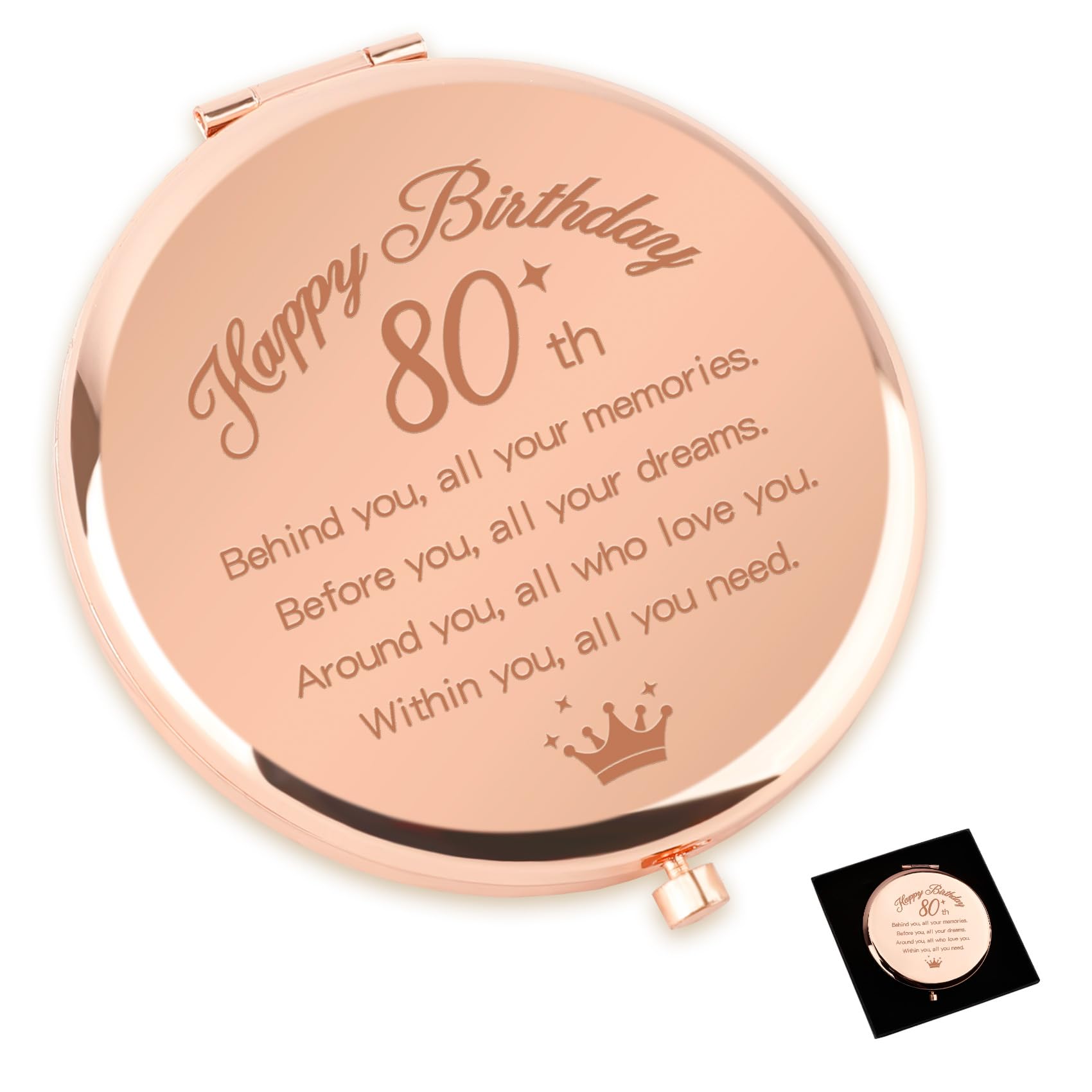Gishnia 80th Birthday Gifts for Women,80th Birthday Gifts for Her Keepsake,80th Birthday Presents for Mum Grandma Friend,Compact Mirror 80s Retro Gifts,Gifts for 80 Year Old Woman,Stocking Fillers