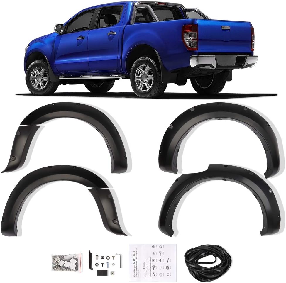 Black Shiny/Smooth Fender Flares Replacement For Ford