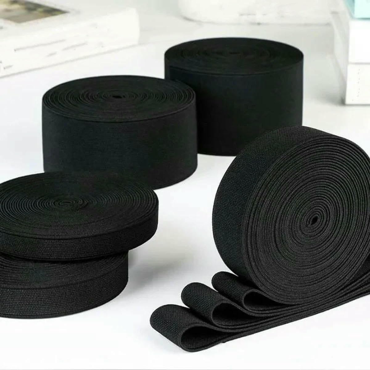 elastyczna taśma krawiecka, Gumka do szycia 40 metrów Dzianina o wysokiej elastyczności wielokolorowa 15-50 mm(Black,50mm)