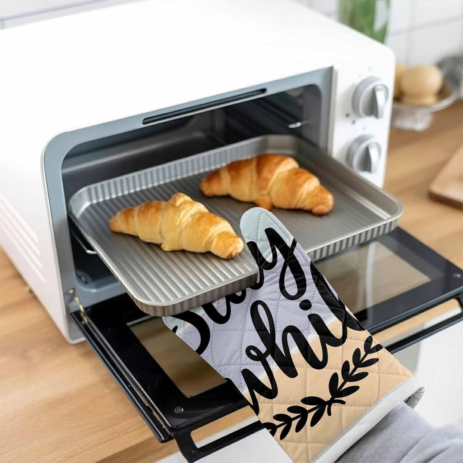 耐熱ミトン おーぶんみとん オーブン ミトン&middot;鍋敷2点セット 色の塊 縞 オーブングローブやけど防止 滑り止め キッチン 鍋つかみ