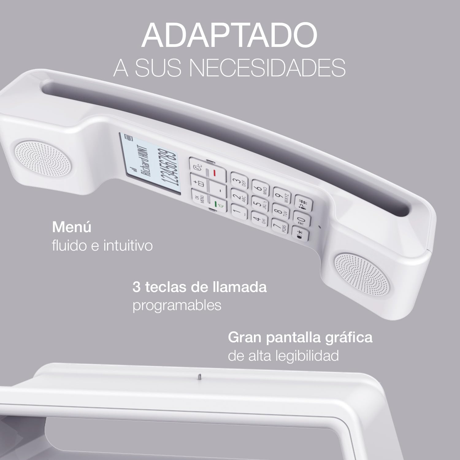 ALCATEL Epure Iconic - Teléfono Inalámbrico DECT - Diseño Vintage - Gran Pantalla Gráfica Altamente Legible - Manos Libres - Bloqueo de Llamadas - Blanco — view 3