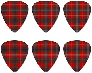 Plaid Red Gray Grey Pattern Novelty Guitar Picks Medium Gauge - Set of 6