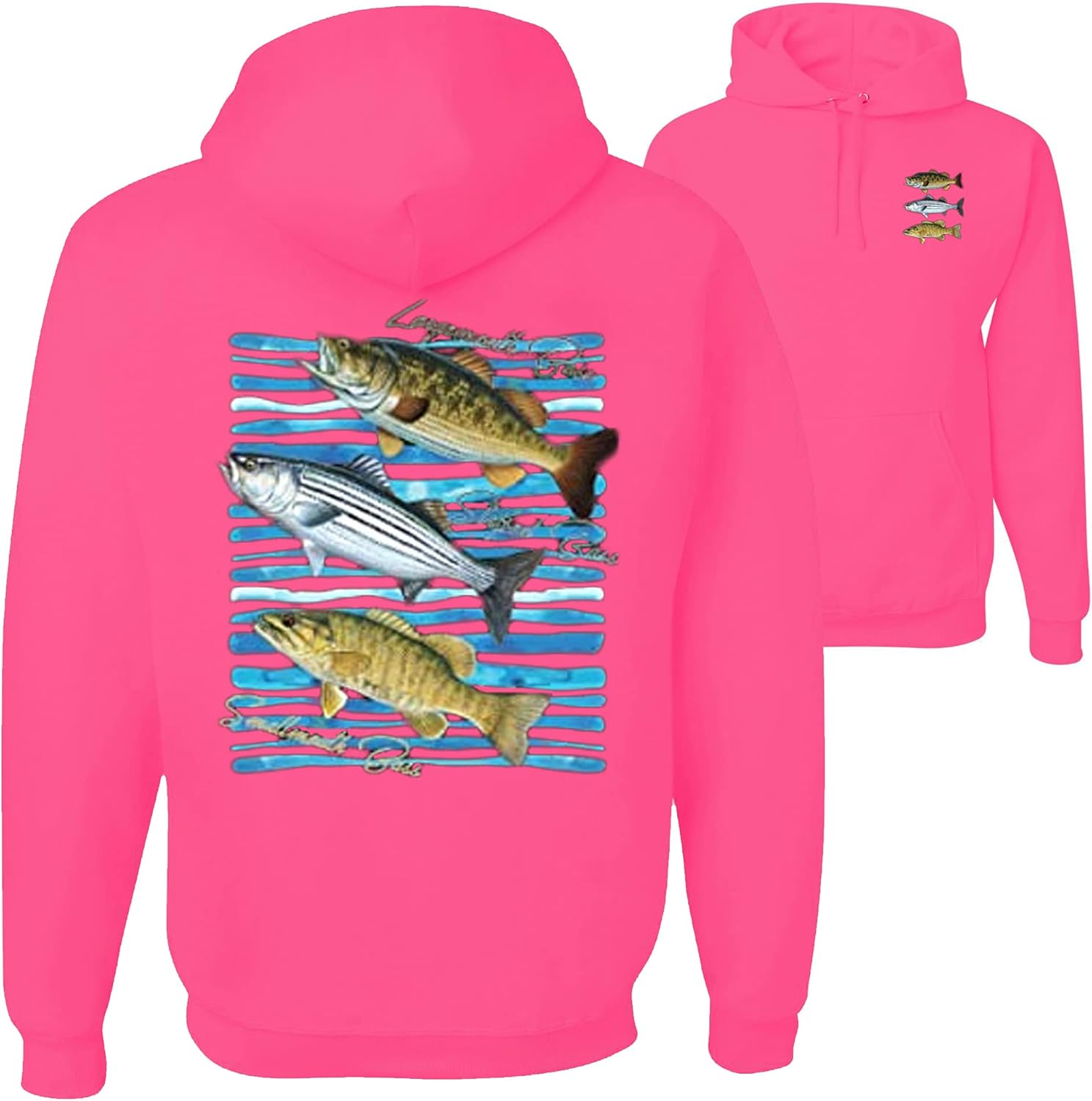 Big Bass Fish Largemouth Striped Smallmouth Fishing Mens Hoodies