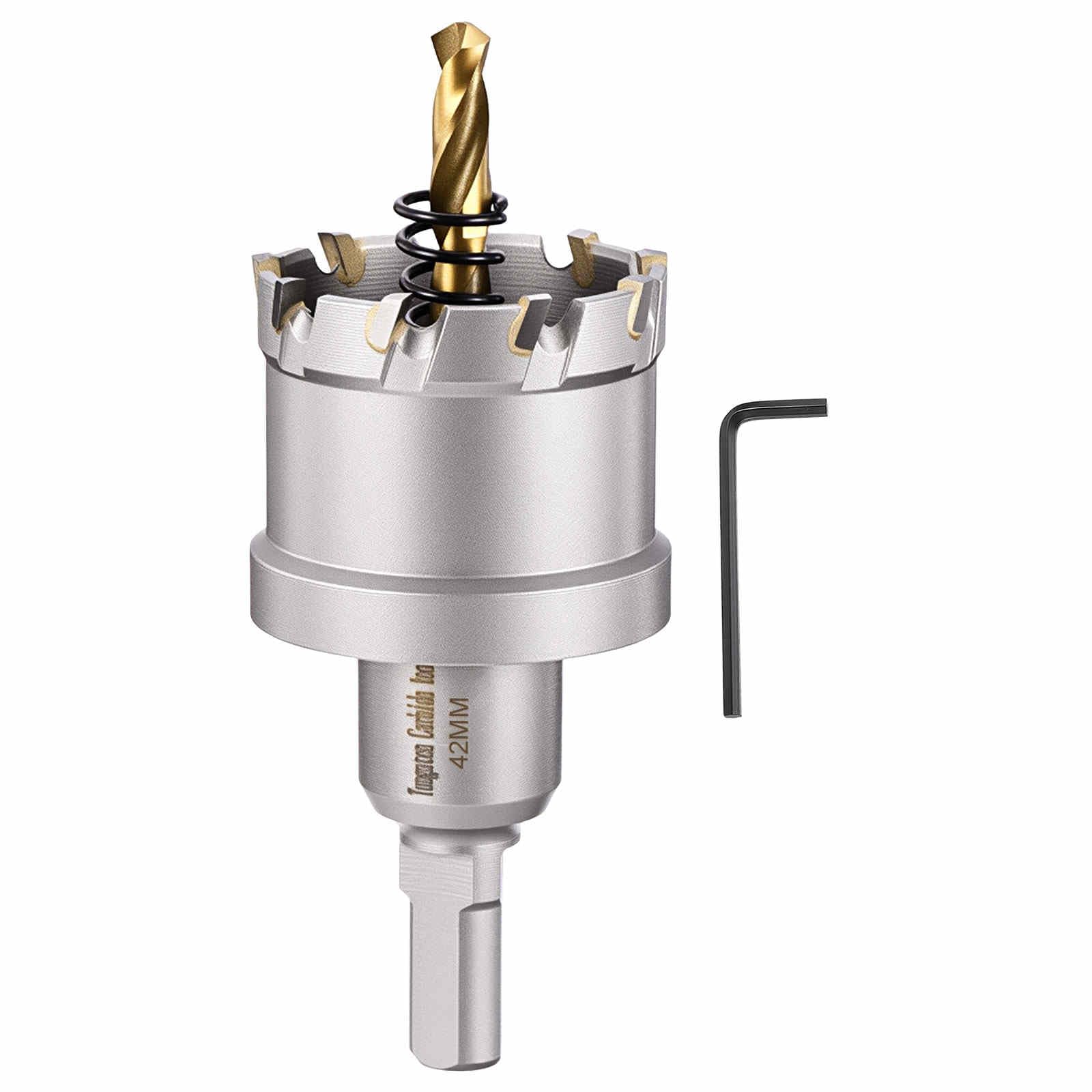 CoCud 1-21/32" (42mm) Hole Saw, Tungsten Carbide TCT Hole Cutters with Drill Bit, for Thick Hard Metal Stainless Steel