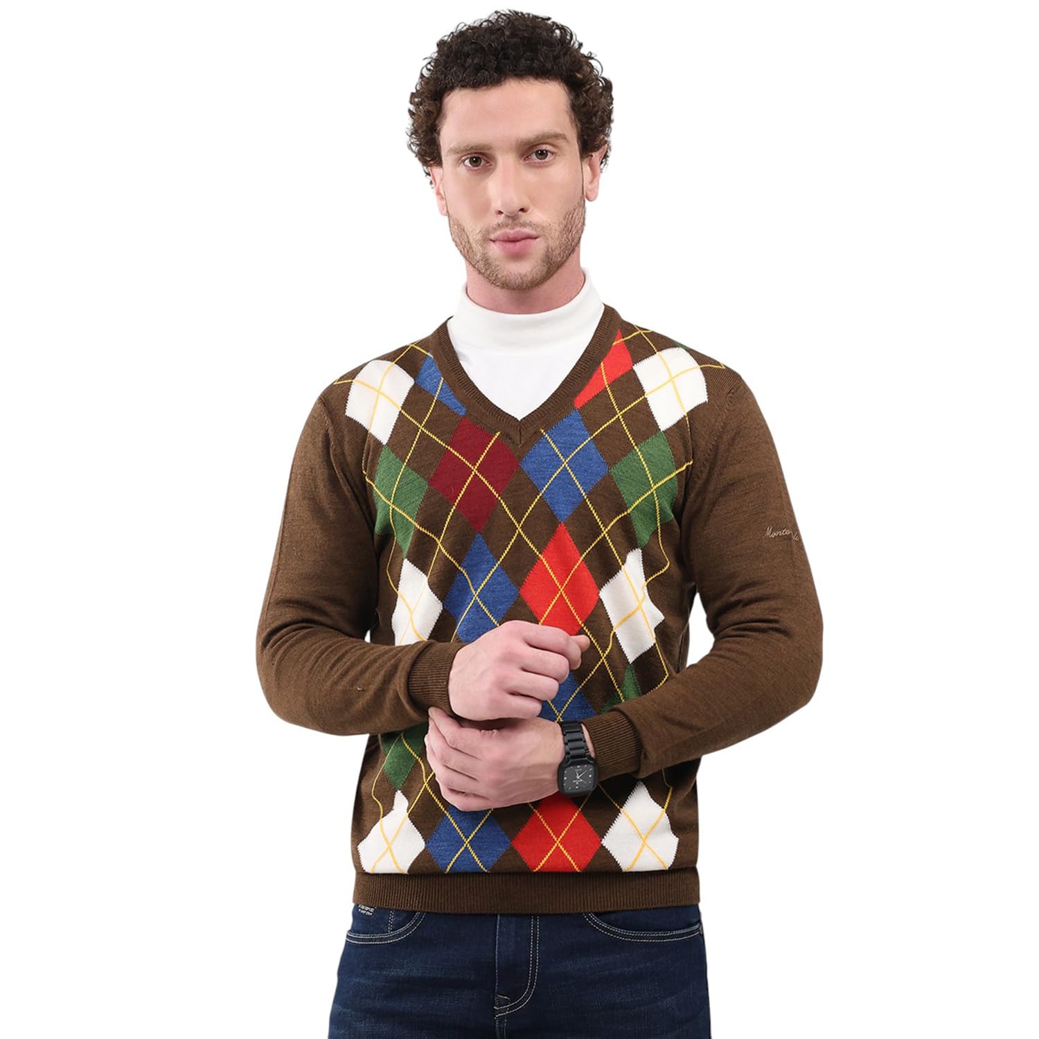 Men Regular Fit Self Design V Neck Pull On Full Sleeve Winter Pullover|Woollen Sweater for Mens Wool Cardigan|Winter Pullover for Men's (1 in Pack)