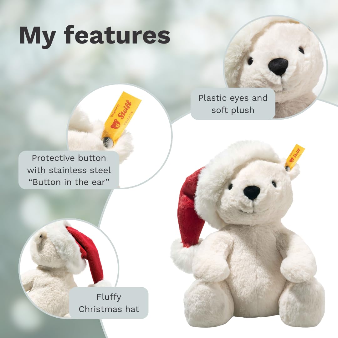 Steiff cuddly toy cosy Christmas Rico Polar Bear, cute soft toy with plastic eyes, children, boys & girls, Friends - Image 3