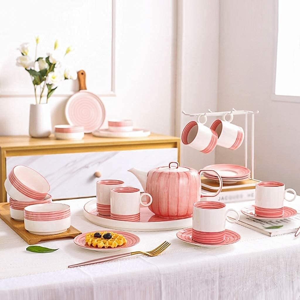 Household Coffee Cup Set with Saucer, Elegant Afternoon Tea Cup Saucer Set for Home, Office, and Gifts