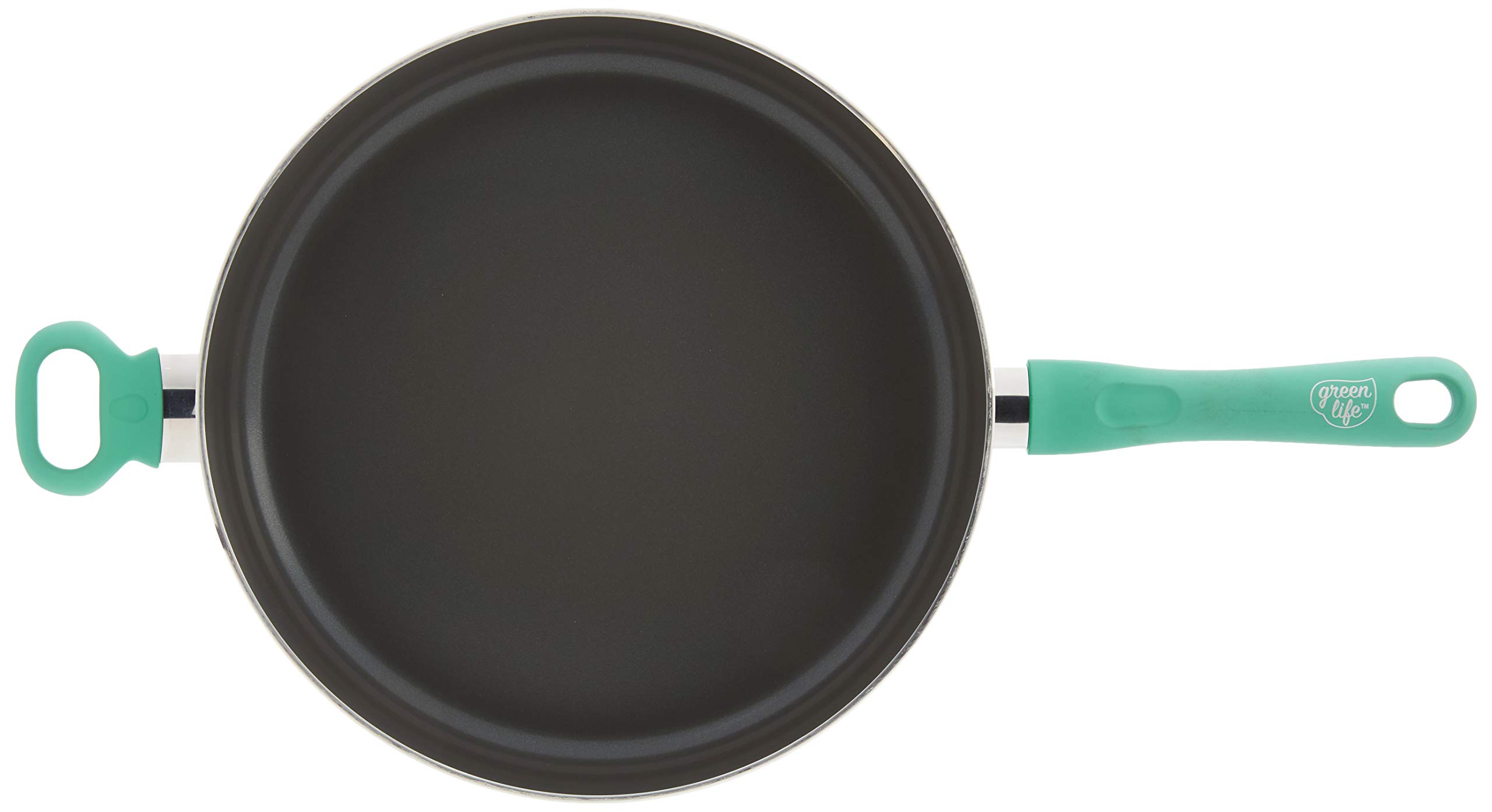 GreenLife Soft Grip Diamond Healthy Ceramic Nonstick, Saute Pan with Lid, 5QT, Turquoise