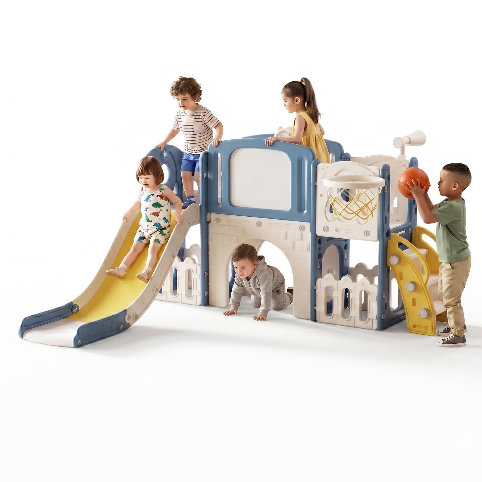 Magic ZC Scivolo e per bambini Toddler Climber Scivolo autoportante Centro attività parco giochi neonati Playground Play Set Scivolo lungo Attrezzature gioco (XST Aisle Blue Yellow)