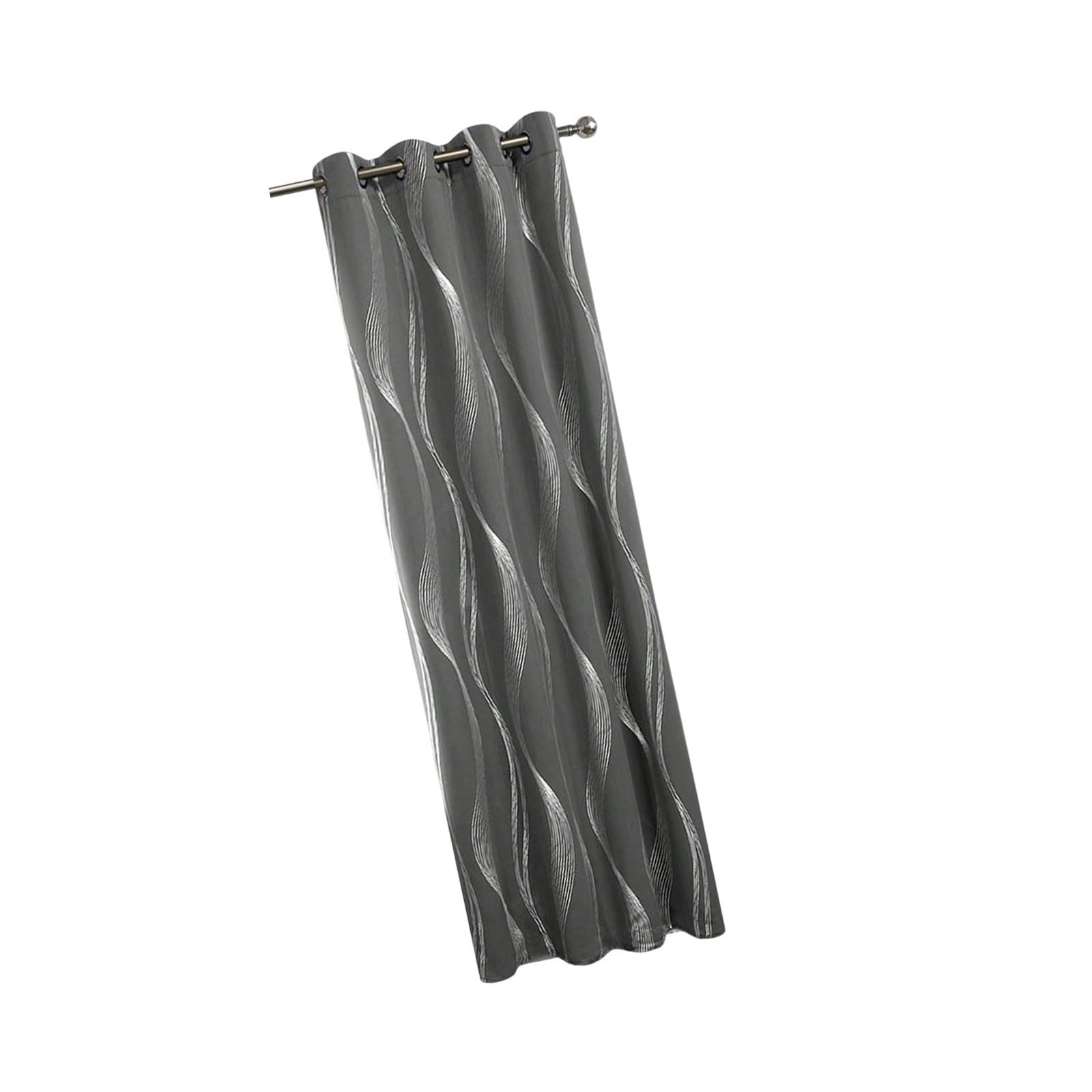 ZEPFJHE Blackouts Curtain with Grommets Top Elegant Silver Waves Print Light Blocking Thermal Darkening Window Drape for Living Room Bedroom 100X200Cm Polyester Fabric Insulated Thermal Curtain