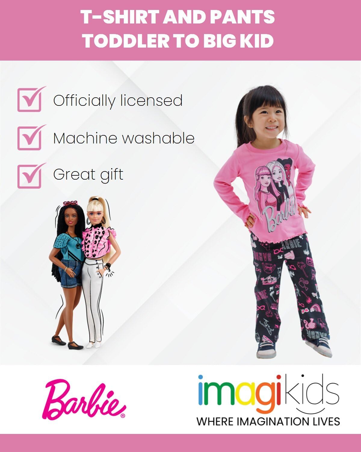 Barbie Mädchen-Outfit-Set mit T-Shirt und Hose, für Kleinkinder bis große Kinder (2T - 14-16)