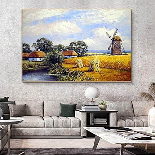 Lienzo de pintura vintage de paisaje para renovar paredes vacías del hogar