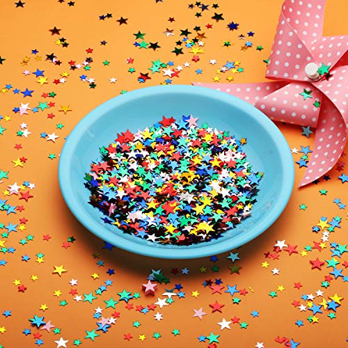 Image of Hestya 60g Star Confetti Glitter Table Confetti Metallic Foil Stars for Party Wedding Festival Decorations(Multicolor,10mm and 6mm)