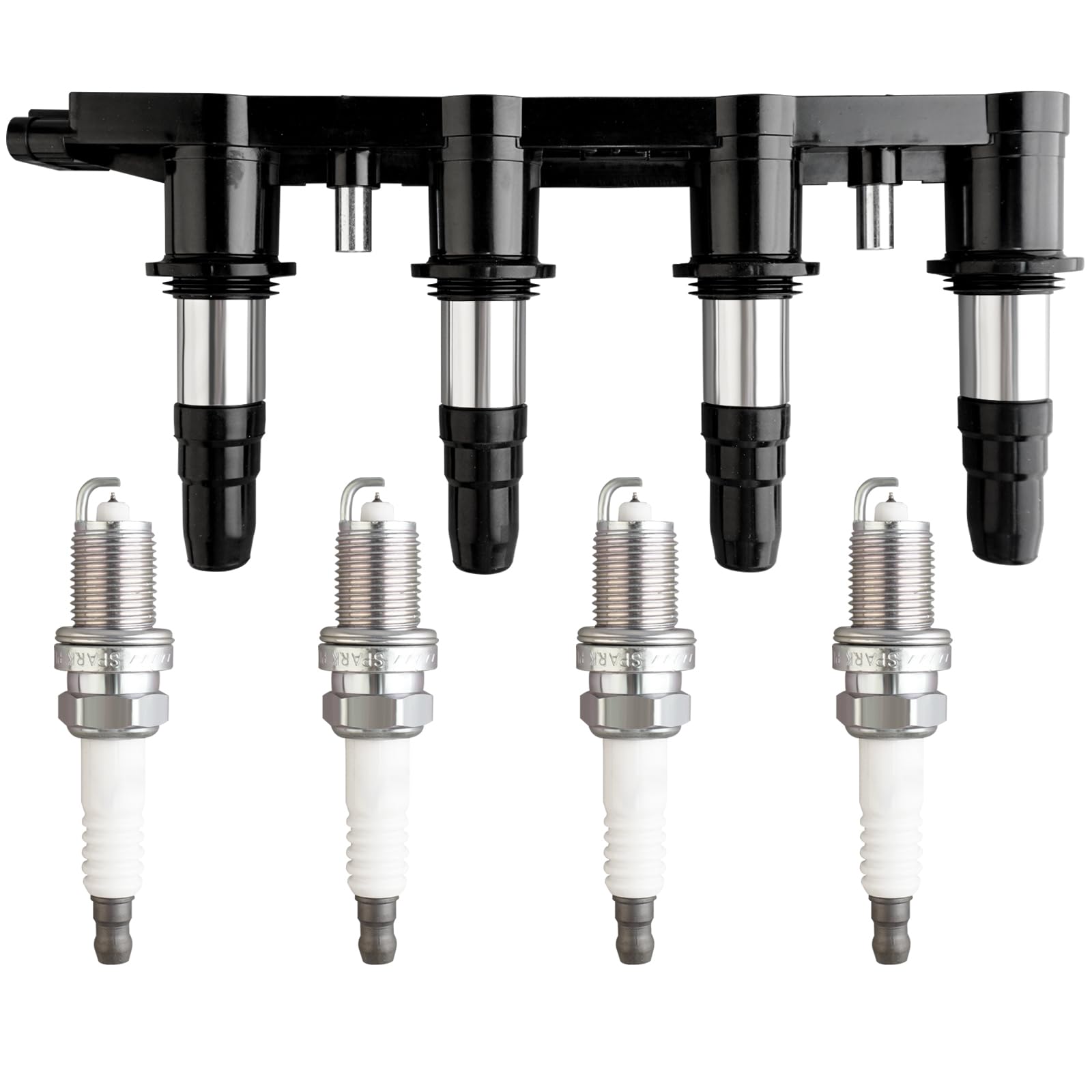 Ignition Coils UF620 25186687 & 4 PCS Iridium Spark Plugs Compatible with Chevrolet Aveo Aveo5 Cruze Sonic Pontiac G3 1.6L 1.8L L4