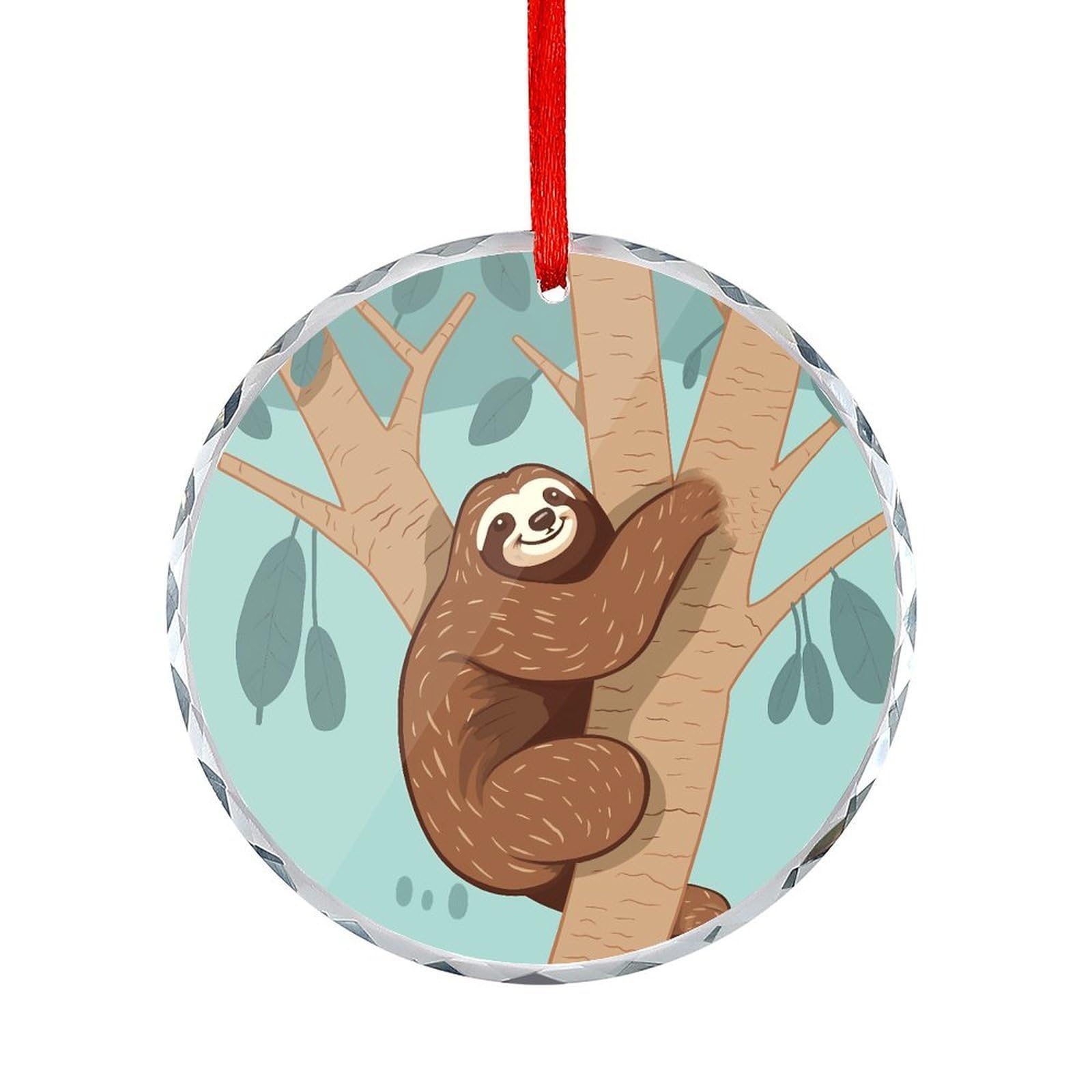 Btcowzrv Style Hug Tree Sloth Round Ornament Hanging Pendant Decor