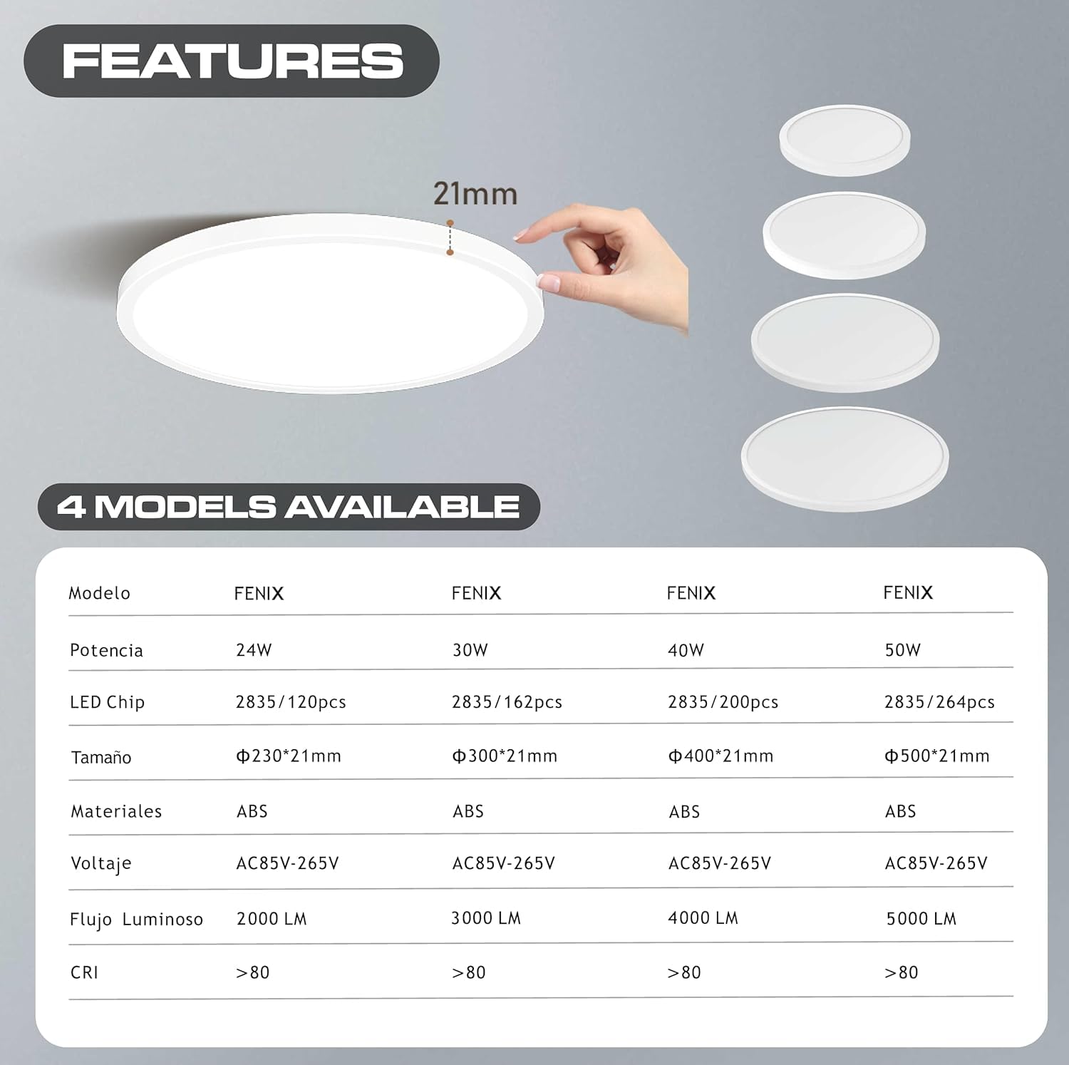 CLAR, Round LED Ceiling Light, Bathroom Ceiling Light, LED Living Room Ceiling Light, Bedroom LED Ceiling Light - Image 2