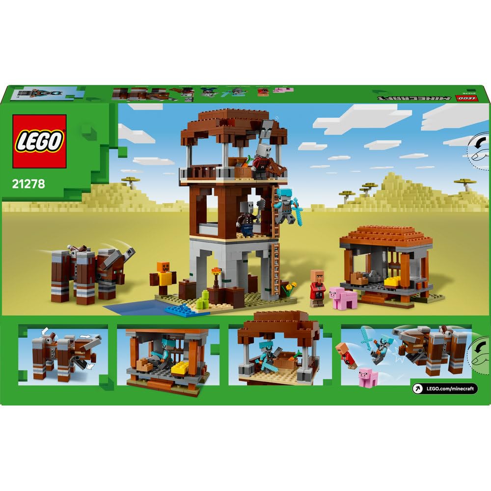 LEGO Minecraft Kryjówka rozbójników i dewastatorów 21278 | budowla Minecraft, zestaw z mobami, prezent dla fana Minecrafta 9+, 665 elementów