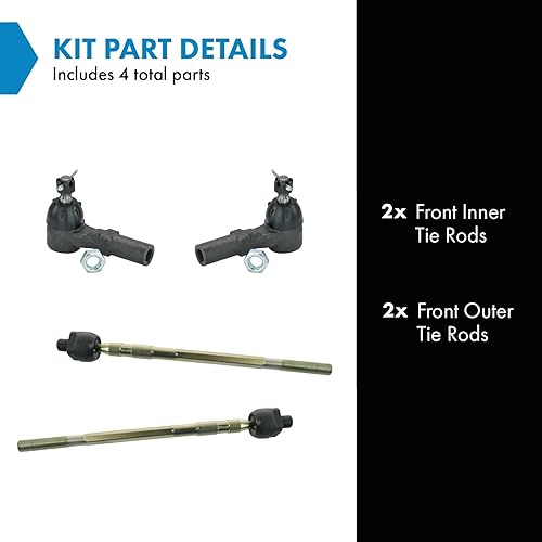 Miniatura 641 de TRQ Juego de varillas de acoplamiento delanteras interiores y exteriores, 4 piezas, compatibles con Chevrolet Cruze 2016-2019 de 16-19 voltios