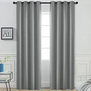 Yakamok Dove Grey Room Darking 90 Inch Length 2 Panel Sets for Livingroom Dining Room Darkening Thermal Insulated Bay Window Hotel Modern Elegant Black Out Sunblock Curtins/Bedroom,52 x 90 Inches