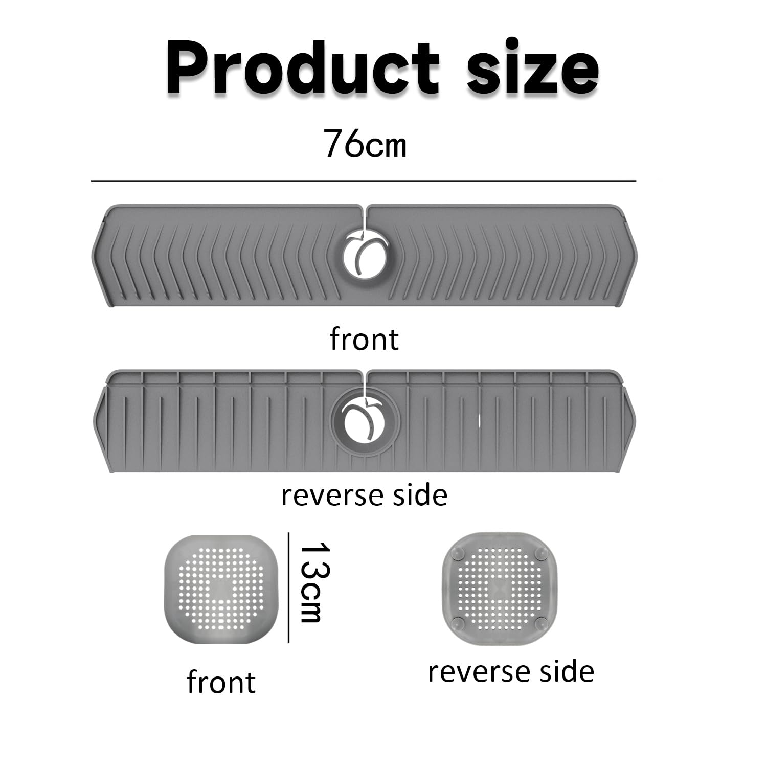 1 Piece Kitchen Sink Splash Mat Silicone Faucet Handle Drip Catcher Tray Sink Splash Guard Behind Faucet Protector Mat for Kitchen (Grey) - Image 2