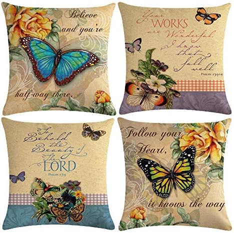 HOSTECCO Vincent Van Gogh Cushion Covers Pack of 4 Abstract Pillow Covers Square Decorative Pillow Cases for Sofa Couch Bed 45x45 cm