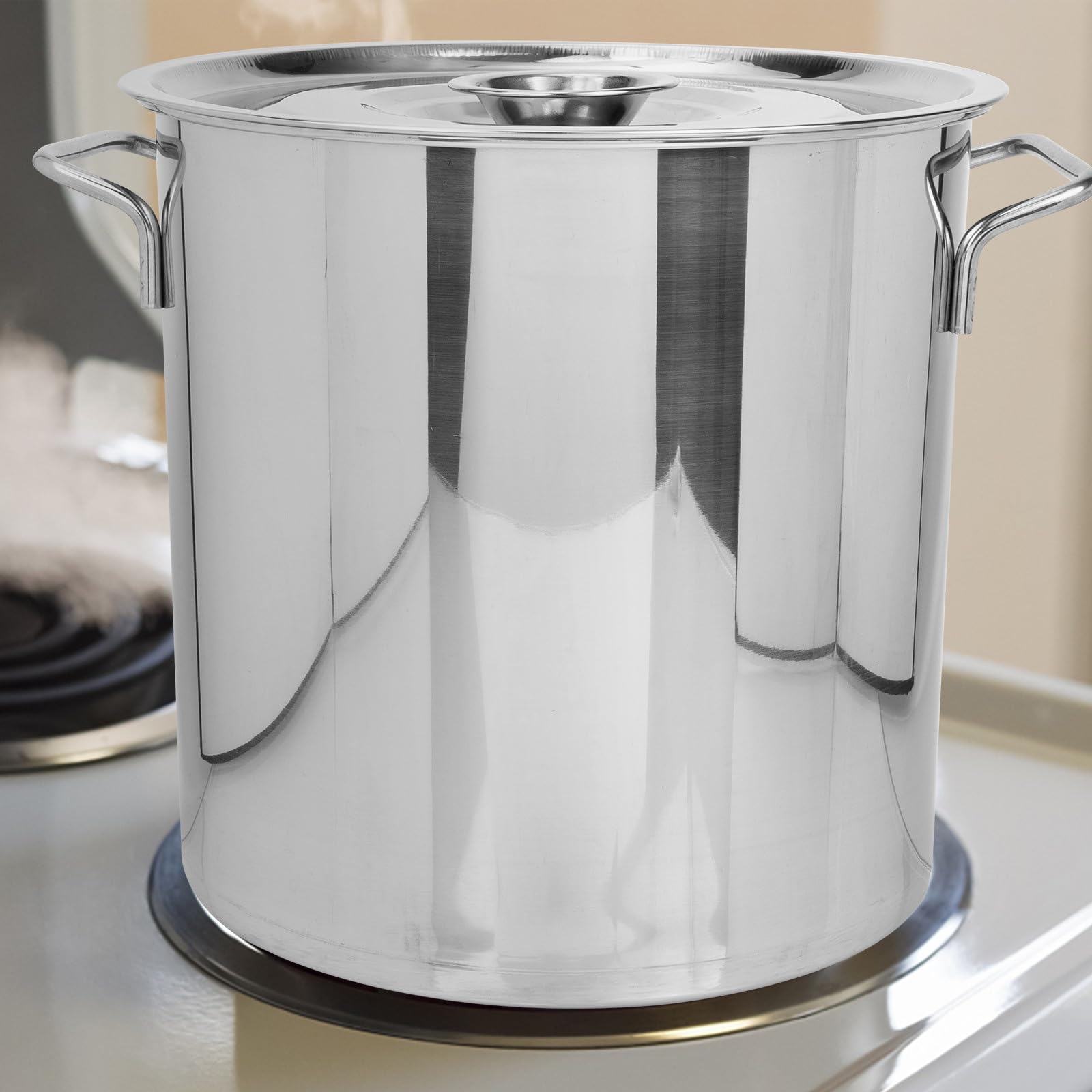 Pentola in Acciaio Inox per Cucina Manici, Design Lucido e Liscio, Pentola Grande per Zuppa e Bollitura, per Preparare Gamberi e Zuppe