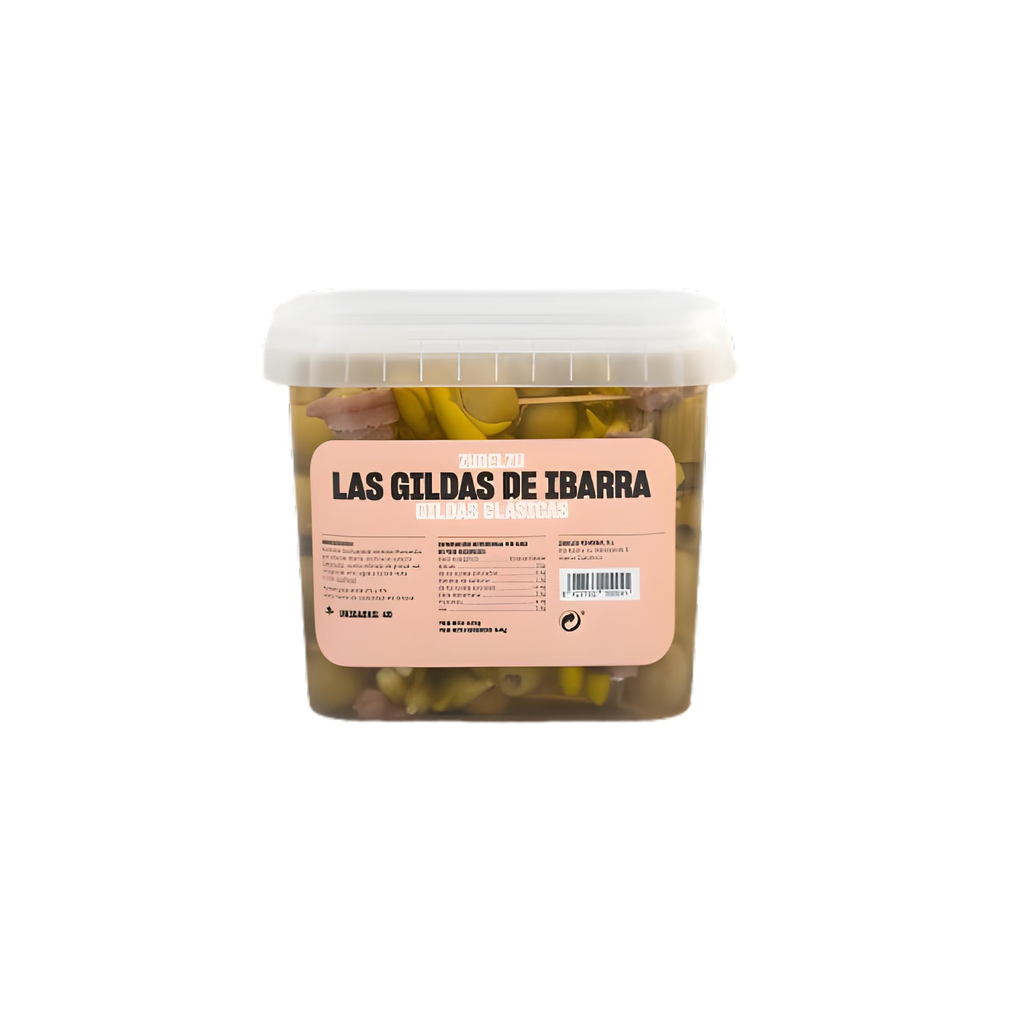 Zubelzu Gildas con Anchoa, Aperitivo Vasco en Vinagre, Cubo 788 g Escurrido (2036 g), Guindilla, Aceituna y Pepinillo – Formato Profesional para Hostelería (cubo de 788gr 40 PIEZAS)