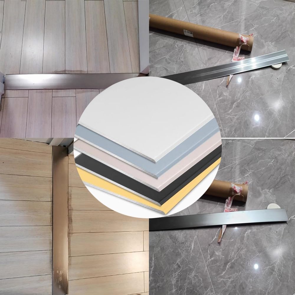 Striscia di transizione for pavimento resistente, soglia in metallo aggiornata da 3 pollici in alluminio giunzione for copertura dello spazio del rivestimento autoadesivo(Silver,130cm/51in)
