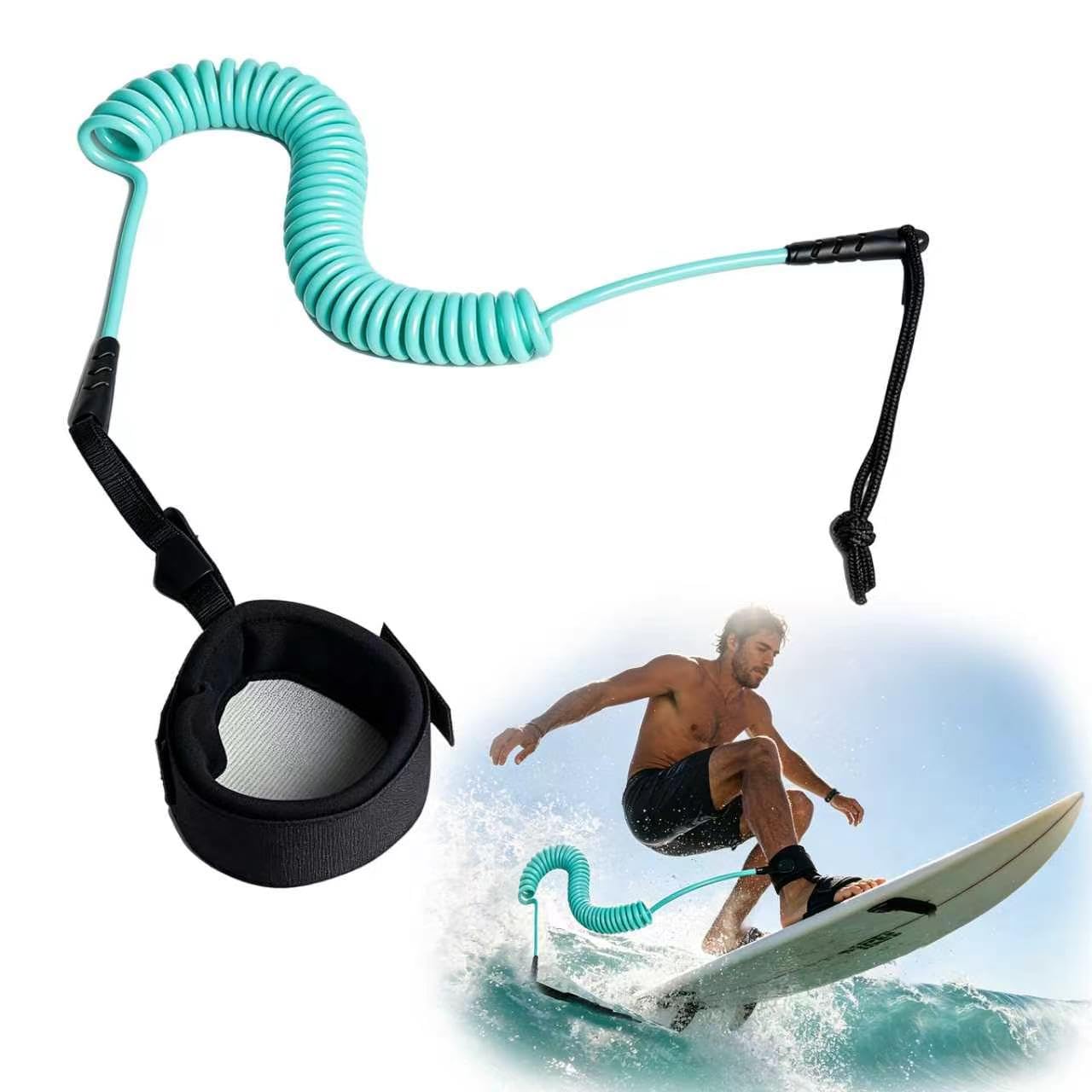 Noirwwe 10ft Surfboard Leash Coiled SUP Paddle Board Ankle Strap Cord