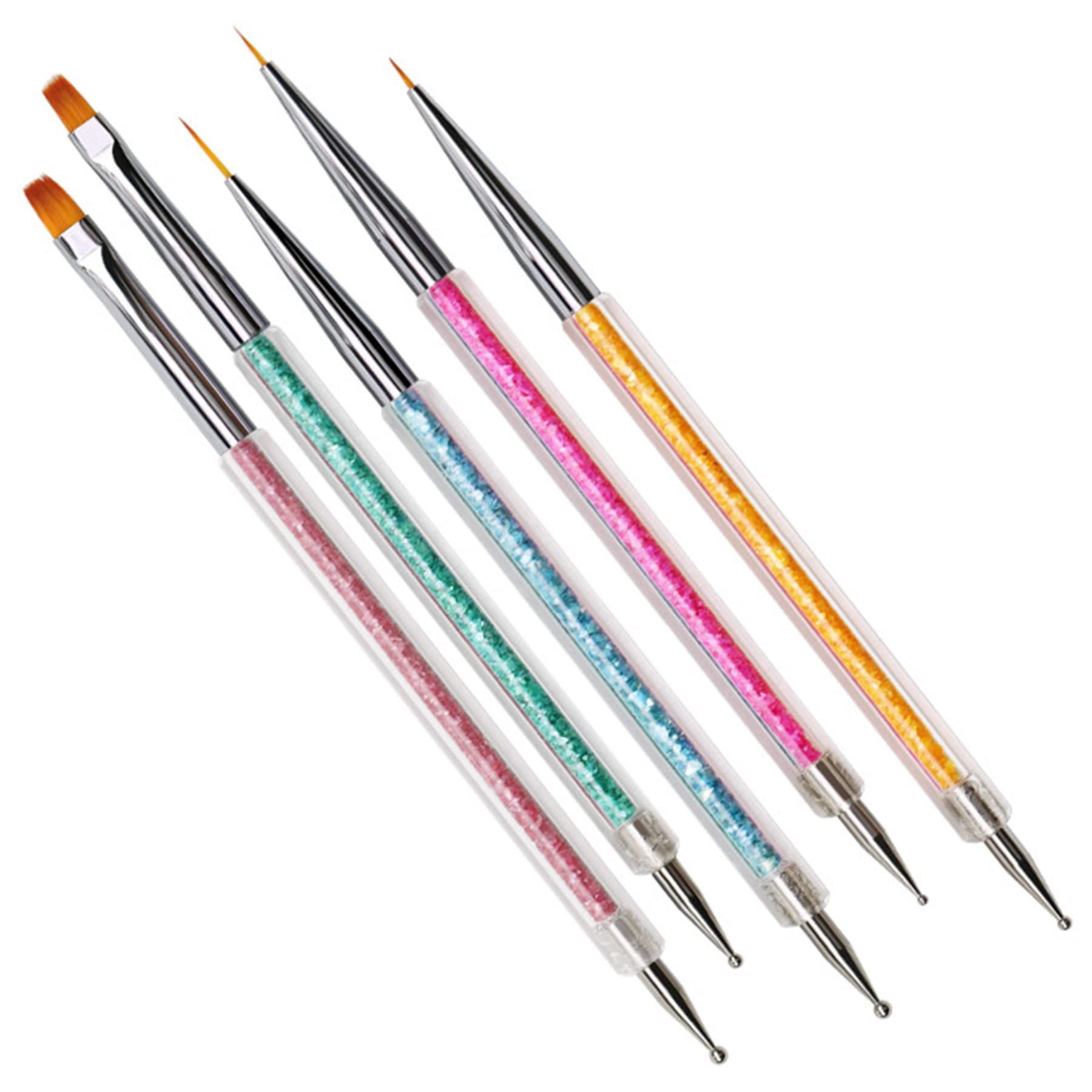 Vtrem 6 Colors 8ML Spider Gel Set with 5 PCs Double Ended Point Drill Drawing Brush Pen Nail Rhinestones Matrix Gel with Gel Paint Design Nail Art Kit Wire Drawing Blue Yellow Nail