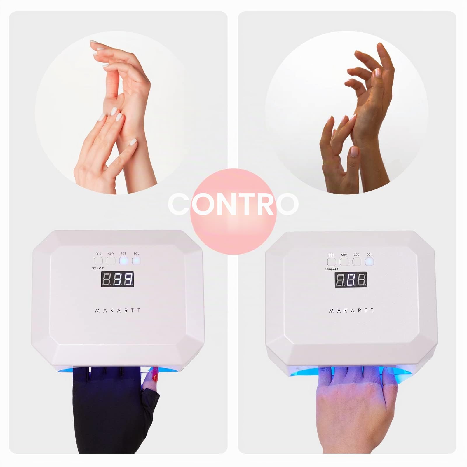 Makartt Guanti per Gel Nails Lamp, Anti UV, UPF50+ Protezione, per Manicure, Asciugatrice, Cura della Pelle delle Unghie, Fingerless, per la Casa, Outdoor