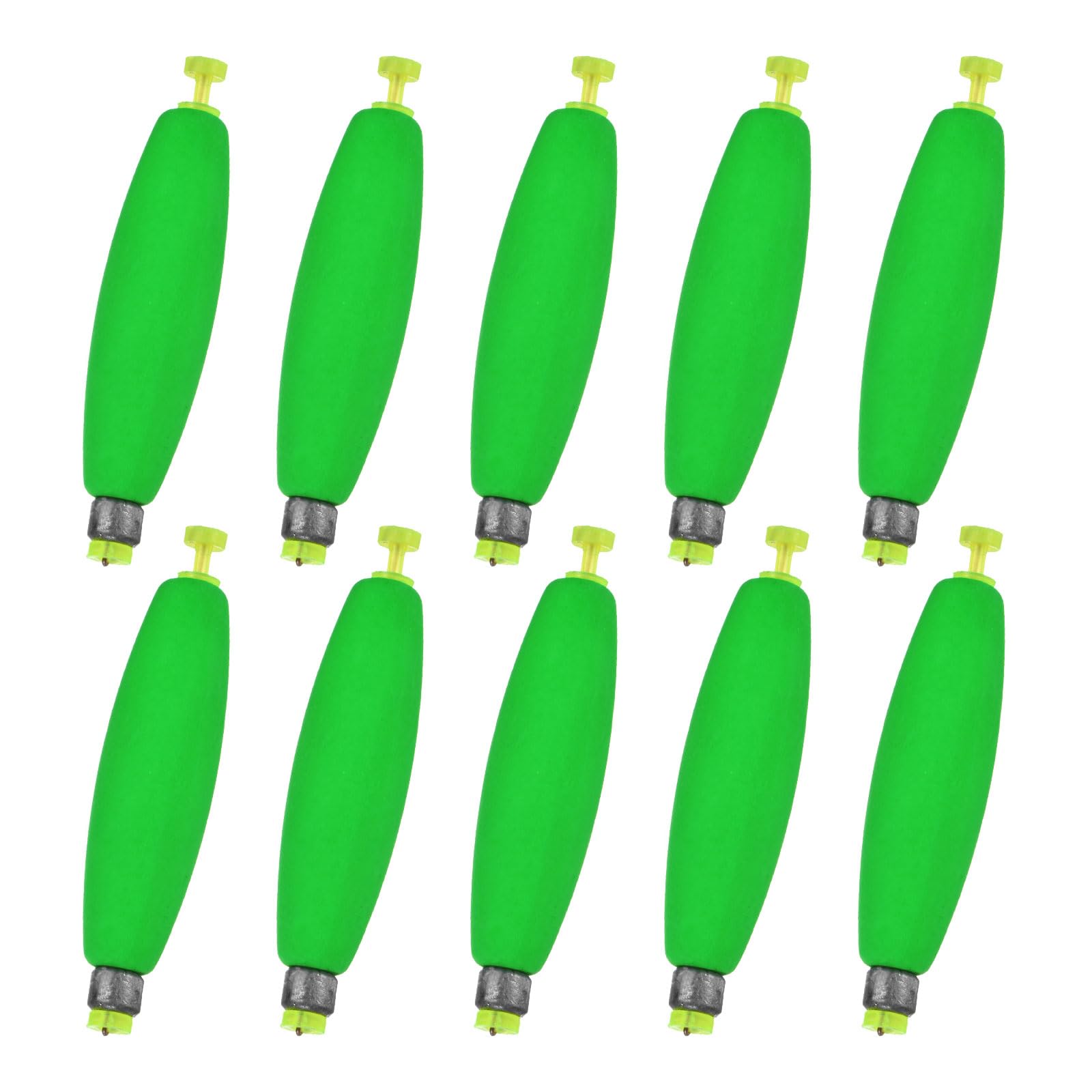 M METERXITY 10-Pack Fishing Bobbers Floats, 96mm EVA Foam Weighted Bobbers for Crappie/Bluegill/Trout Bass/Catfish, Clip-on Floats Slip Corks Floaters Strong Buoys [Green]