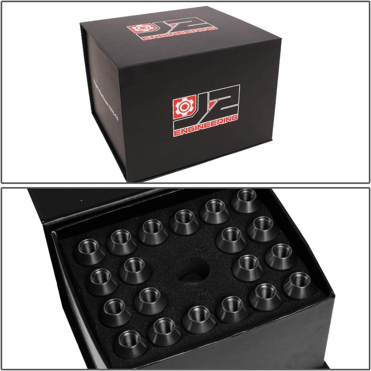 J2 Engineering LN-T7-026-15-BK 7075 Aluminum M12 x 1.5 25mm OD / 70mm 20x Lug Nut + 1x Key, Black