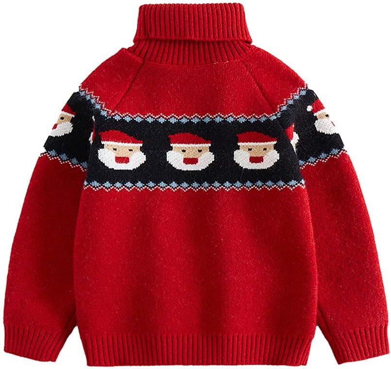 Girls Knit Pullover Sweater Warm Thick High Neck Long Sleeve Tops Outerwear