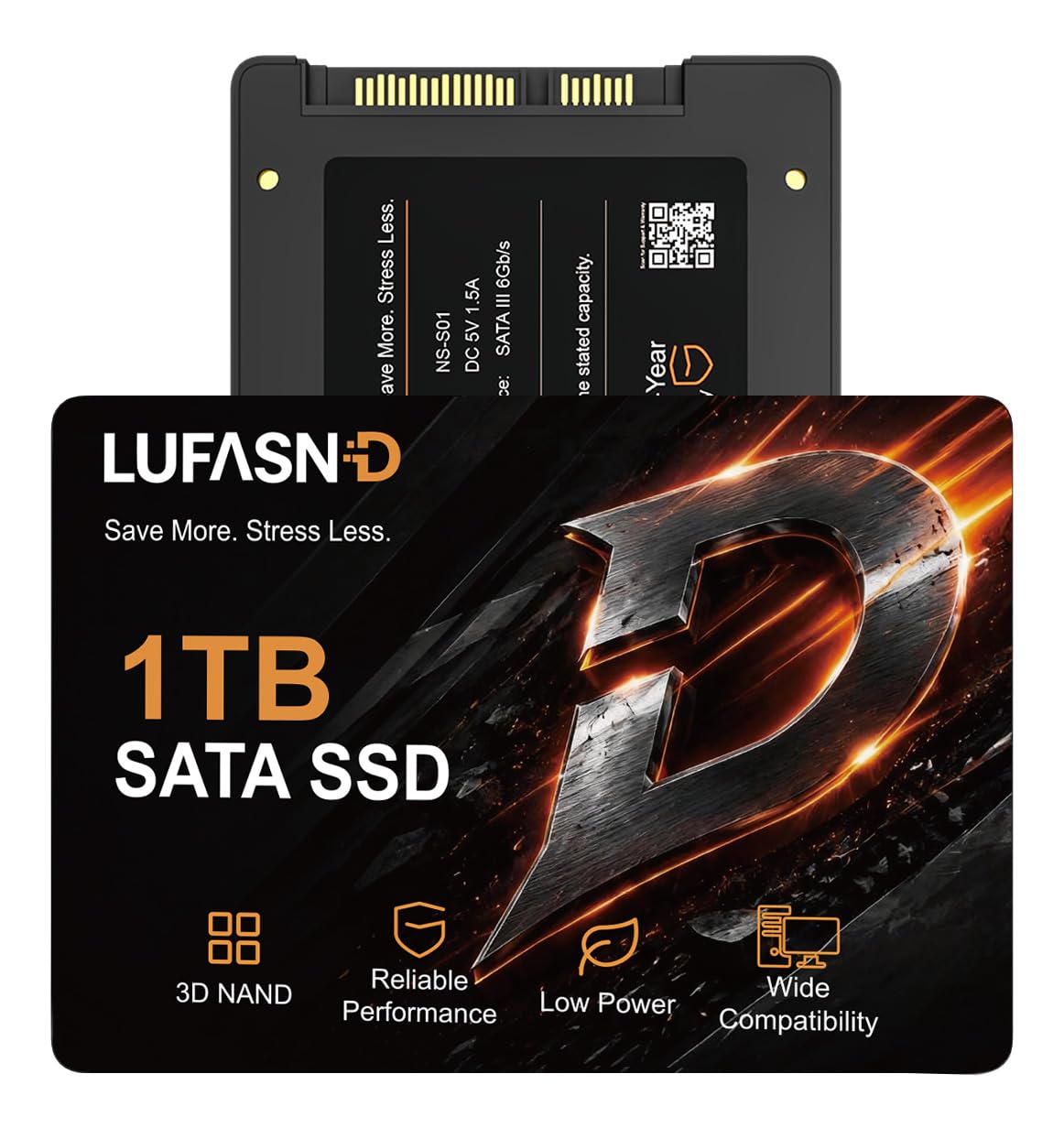 Lufasnd Internal 1TB SATA SSD, 2.5 Inch SSD SATA III 6Gb/s, Solid State Drive, Up to 520MB/s Read Speed, 3D NAND Flash, Compatible with Laptop & Desktop PC