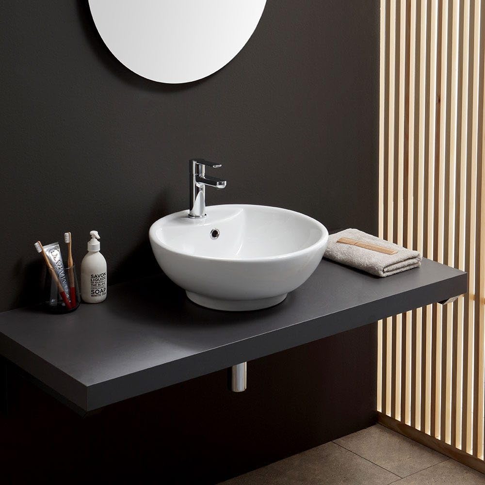 Kiamami Valentina - Lavabo Bianco Da Appoggio, Forma Tonda