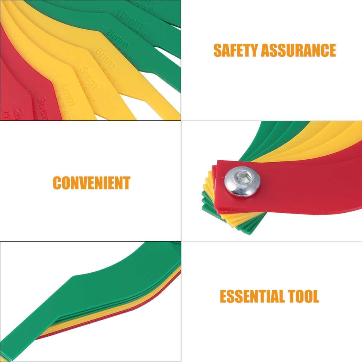 4pcs Brake Pad Wear Detection Gauge Set Plastic Brake Pad Scale Measuring Thickness Gauge Tool for Car Automotive Measurement