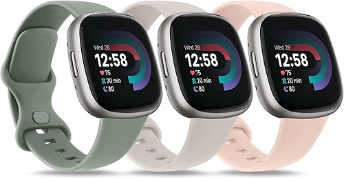 VANCLE Bandas de silicona compatibles con Fitbit Versa 4, Fitbit Versa 3, Fitbit Sense 2, bandas Fitbit Sense 2 para mujeres y hombres, correas