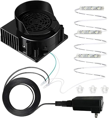 Reemplazo de ventilador inflable, ventilador de repuesto de ventilador de aire de 12 V 1.2 A con 3 cuerdas de luz LED para Halloween, Navidad,