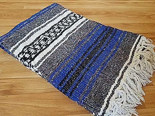 Authentic Mexican Blanket 47x68 -Traditional Woven Falsa Blanket for Yoga, Travel, Camping Rustic Southwest Style or Western Decor. (Zacatecas)
