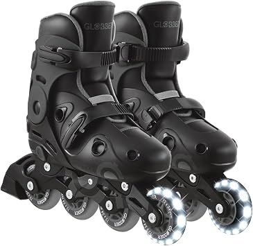 GLOBBER GO Skates - Childrens Adjustable Inline Skates Size 34-37, ABEC 9, Luminous Wheel, Speed Adjustment
