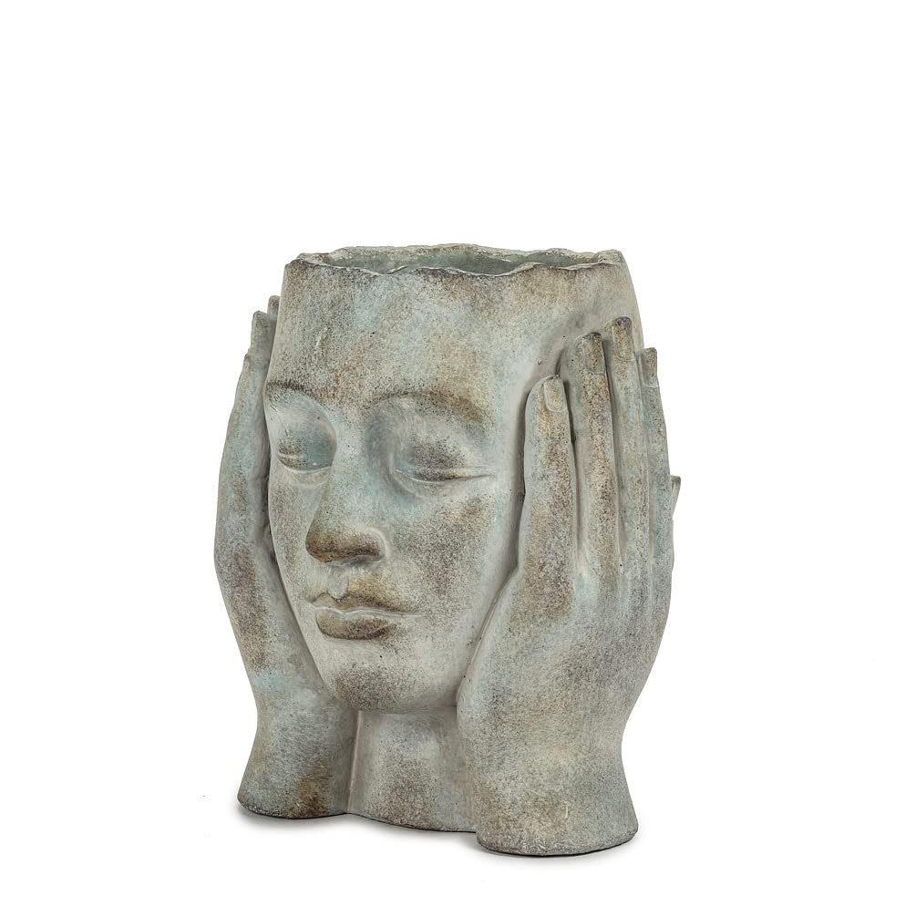 212 Main 9 in. Head in Hands Planter Grey